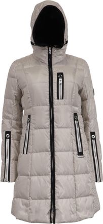 Bogner Zip-Up Hooded Down Coat with Pockets in Grey Polyamide