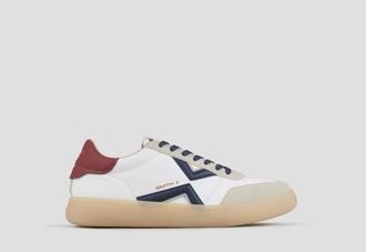 Alexander Smith Ocean Man in white and grey suede details with blue side logo and red heel