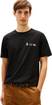 Tommy Hilfiger Mens Short Sleeve Round Neck Small Crest Outline T-Shirt, Black (Black), M