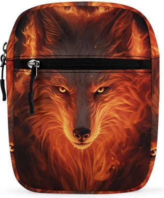 Generic Flaming Wolf Crossbody Bag Adjustable Satchel Cute Shoulder Bag Lightweight Sling Bags
