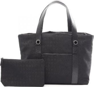 Bulgari Pre-owned Logomania Canvas Leather Tote Bag - Dames - Vintage Shopper - Zwart - ONE Size - Leer - Vintage