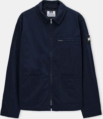 Weekend Offender Mens Caleb Service Overshirt in Navy Cotton - Size X-Large