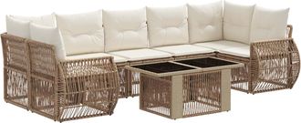 vidaXL Conjunto De Sof&aacute;s De Jard&iacute;n 8 Uds. Beige Y Blanco Crema Vidaxl