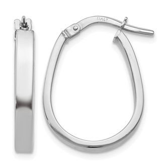 Diamond2Deal 10K White Gold U-Shape Hoop Earrings
