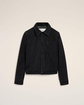 Ami Black suede leather jacket with embossed Ami de Coeur Black - XXL - for Men