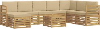 vidaXL Conjunto De Sof&aacute;s De Exterior 9 Uds. Y Beige Poli&eacute;ster Vidaxl