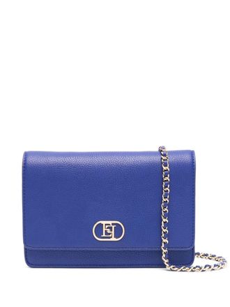 Elisabetta Franchi Borsa a tracolla con placca logo - Blu