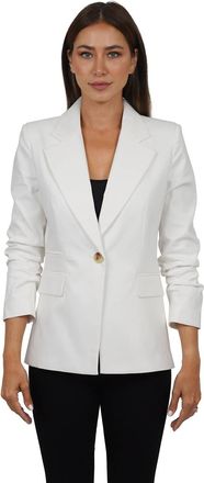 Love Token Claire Woven Blazer In White