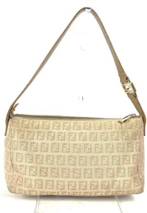 Fendi Pre-owned Canvas fendi-bags - Dames - Vintage Handtas - Beige - ONE Size - Leer - Vintage