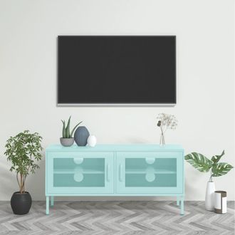 vidaXL Mueble Para Tv De Acero Verde Menta 105x35x50 Cm Vidaxl