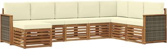 vidaXL Conjunto De Sof&aacute;s De Exterior 8 Uds. Natural Y Crema Vidaxl