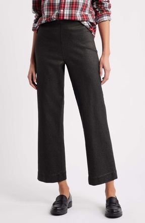 Frank & Eileen Westport Ankle Wide Leg Pants in Gold Glitter Black Wax at Nordstrom, Size 00