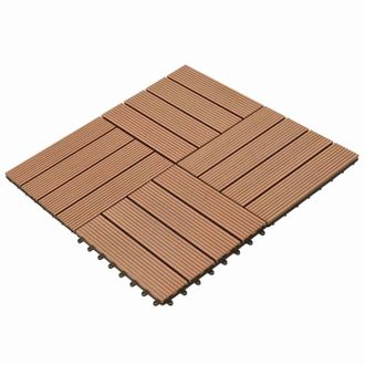vidaXL Tile De Decking 22 Pcs Marr&oacute;n 30 X 30 Cm Wpc Vidaxl