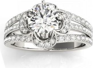 Allurez Diamond Three Row Clover Engagement Ring 14k White Gold (0.58ct)