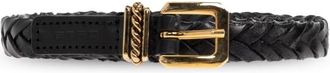 Etro Gevlochten leren riem - Dames - Riemen - Zwart - 80 CM - Leer - Accessoires