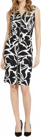 Joseph Ribkoff Flower Print Dress In Vanilla/black