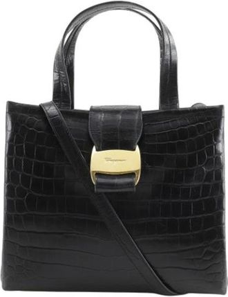 Ferragamo Pre-owned Handbags, female, Black, Size: ONE SIZE Pre-owned Leather Handbag