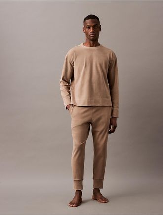 Calvin Klein Mens Plush Fleece Relaxed Sweatshirt - Brown - XL