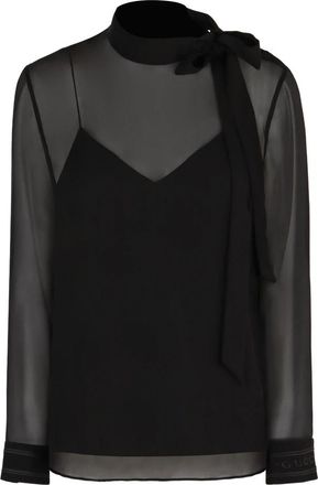 Gucci Bow Silk Blouse - Dames - Blouses - Zwart - M - Overhemden