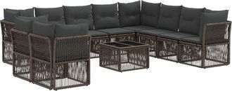 vidaXL Conjunto De Sof&aacute;s De Jard&iacute;n 11 Uds. Gris Rat&aacute;n Sint&eacute;tico Vidaxl