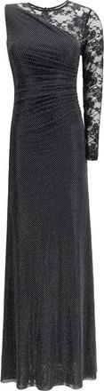 Self Portrait Kant en Strass Mesh Lange Jurk - Dames - Maxi kleedjes - Zwart - XS - Polyester - Kleedjes