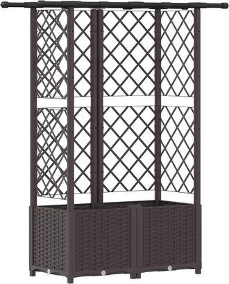 vidaXL Cama Elevada Con Trellis Y Techo Marr&oacute;n 124 X 40 X 136 Cm Pp Vidaxl