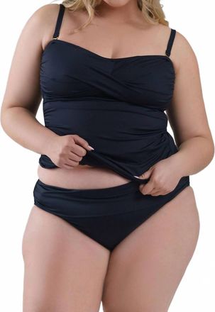 La Blanca Shirred Band Hipster Bikini Bottoms - Plus In Black