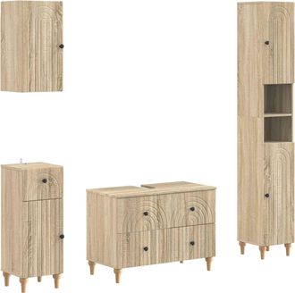 vidaXL Juego De Armarios De Ba&ntilde;o De 4 Piezas Alkmaar Roble Sonoma Vidaxl