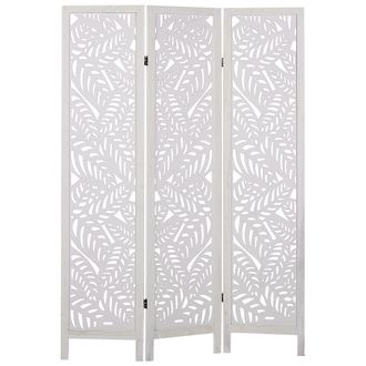 Beliani Biombo R&uacute;stico Decorativo 3 Paneles Madera Contrachapada Paulownia Plegable Sala De Estar Dormitorio Melago
