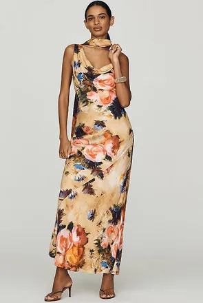 Repeat Mindy Cowl Scarf Maxi Dress