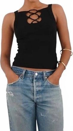 LnA Regi Lace Up Rib Tank In Black