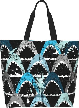 Generic Novelty Shark Grunge Shoulder Bag Large Capacity Women Handbag Foldable Shoulder Bags For Travel Work Ladies