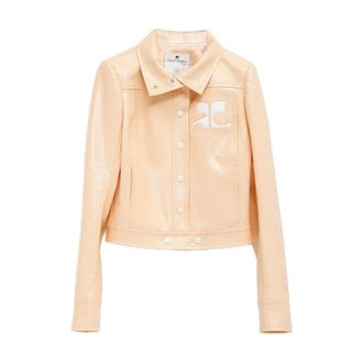 Courr&egrave;ges Logo Patch Cropped Jacket - Dames - Jassen - Oranje - Maat: XS Katoen