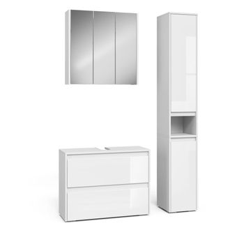 Vicco Juego De Muebles De Ba&ntilde;o De 3 Piezas Majest, Blanco/blanco Alto Brillo, 3 Partes, Vicco