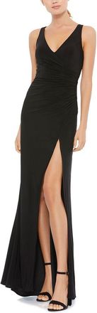 Mac Duggal Faux Wrap Sleeveless V Neck Gown