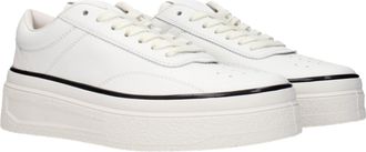 Jil Sander Womens White Leather Platform Sneakers