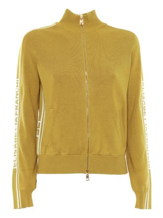 Elisabetta Franchi zip-front stripe-detail cardigan - women - Polyamide/Viscose - 42 - Yellow