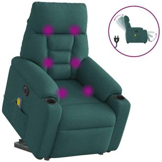 vidaXL Vidaxl - Sill&oacute;n Masaje El&eacute;ctrico Reclinable Elevable Tela Verde Oscuro