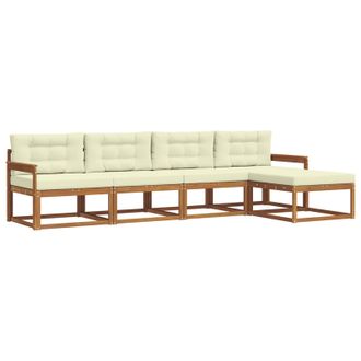 vidaXL Conjunto De Sof&aacute;s De Exterior Con Coj&iacute;n 5 Pcs Natural Y Crema Vidaxl