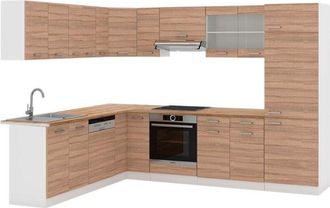 Vicco Cocina Esquinera R-line, Sonoma/blanco, 227 X 287 Cm, Et Roble
