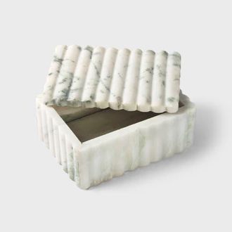 Mela Artisans Sculpted Marble Box in White at Nordstrom