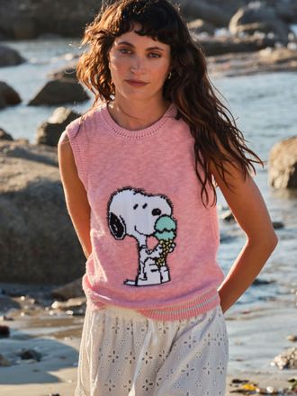 Fat Face FatFace Pink Snoopy Knitted Tank