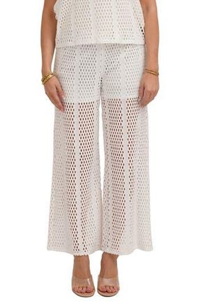 Cyrus Open Stitch Wide Leg Pull On Pants in White at Nordstrom Rack, Size X-Large