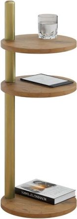 OEM Mesita Auxiliar Redonda Moderna, 3 Niveles, 30x30x97 Cm, Metal Dorado