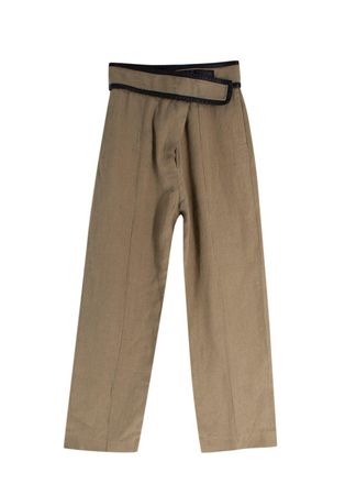Celine Green Velcro Wide Leg Linen Trousers Size XS