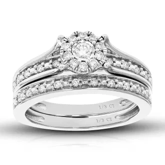 Vir Jewels 1/3 cttw Lab Grown Diamond Wedding Bridal Set in Sterling Silver For Women