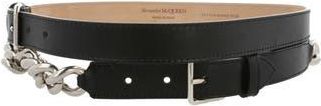 McQ by Alexander McQueen Chain Trim Leather Belt in Black at Nordstrom Rack, Size 85