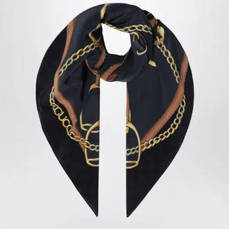Gucci Printed silk cr&ecirc;pe carr&eacute; in black/grey