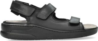 Mephisto Wijde pasvorm zwarte leren sandaal - Heren - Sandalen - Zwart - 44 EU - Schoenen