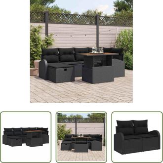vidaXL vidaXL Sedie da giardino - Set Divano da Giardino 7 pcs Nero polyrattan